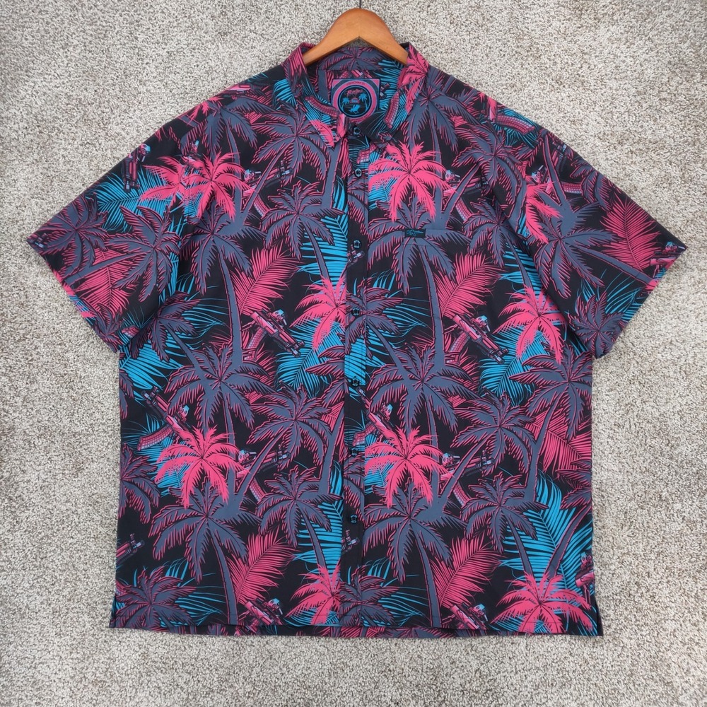 Retro Rifle High Crown V2 Shirt Mens 3XL Gun Palm Tree Vibrant Print
